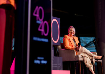 Taryn Brumfitt Q&A onstage at the 40 Under 40 Awards 2023