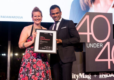 40 Under 40 awards ceremony. Finalists presented certificates onstage by Joel Abraham at Adelaide Oval